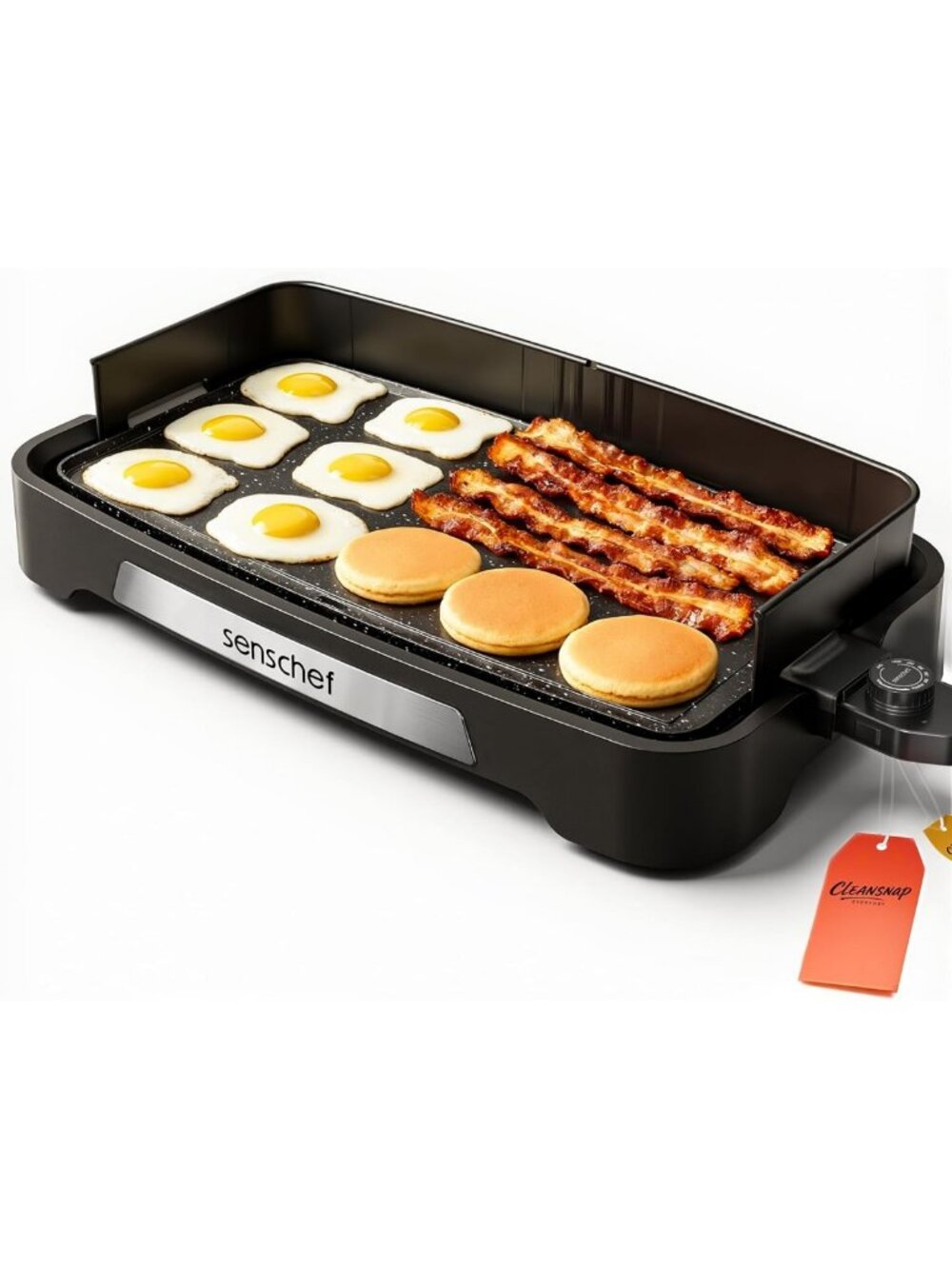 20” Nonstick Electric Griddle with Foldable Shield, Fast Heating